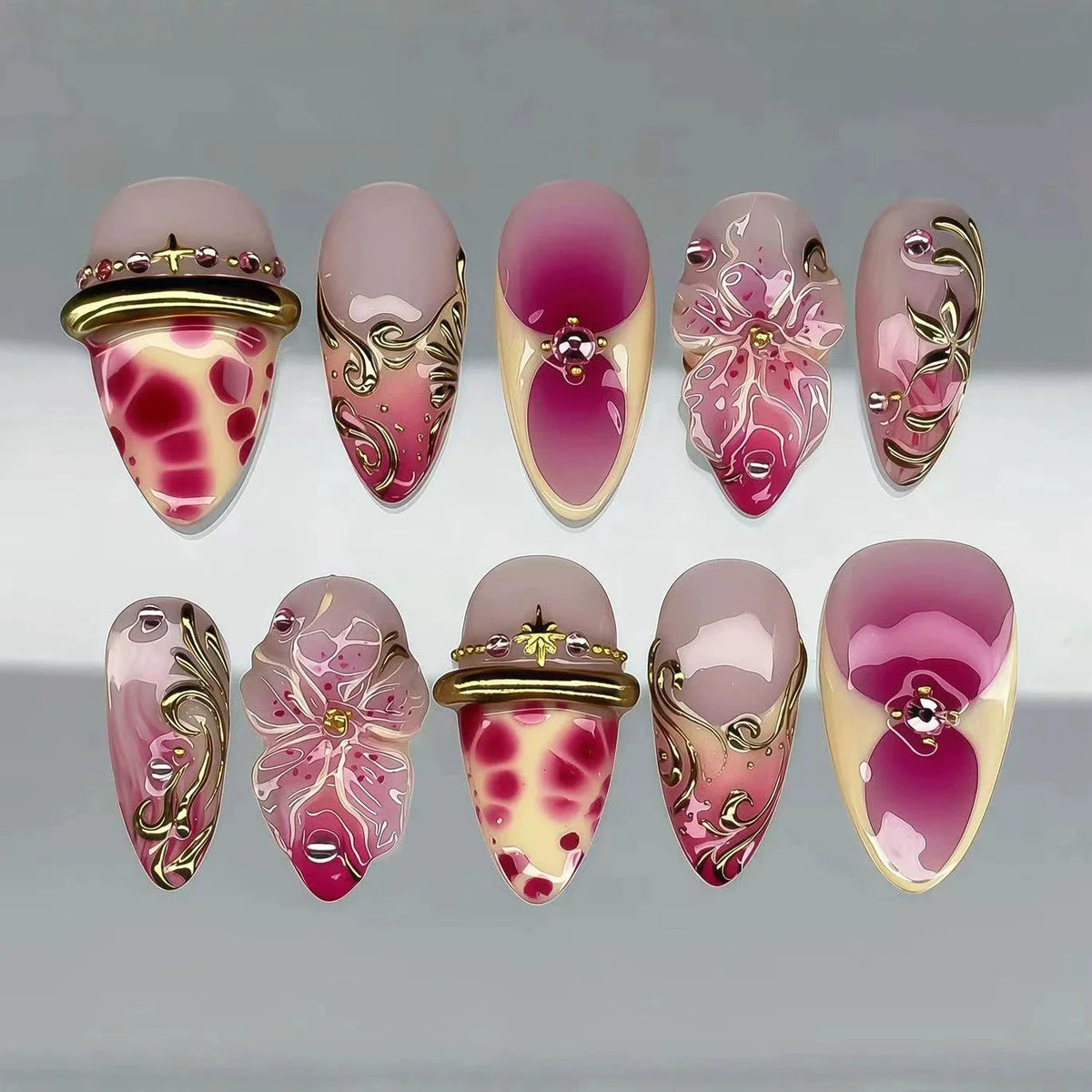 Press-On Nail Set 19 Unique Designs Peel & Stick