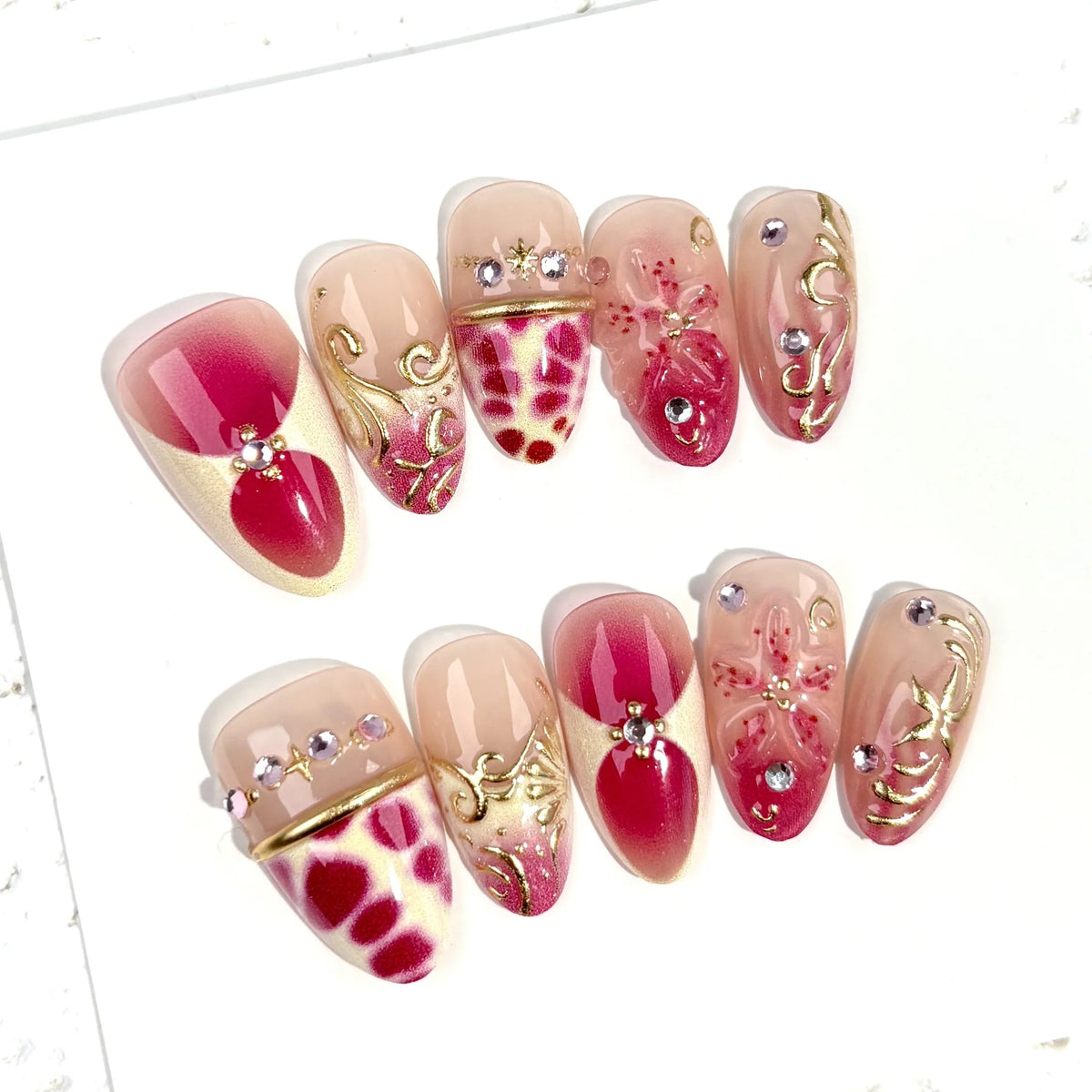 Press-On Nail Set 19 Unique Designs Peel & Stick