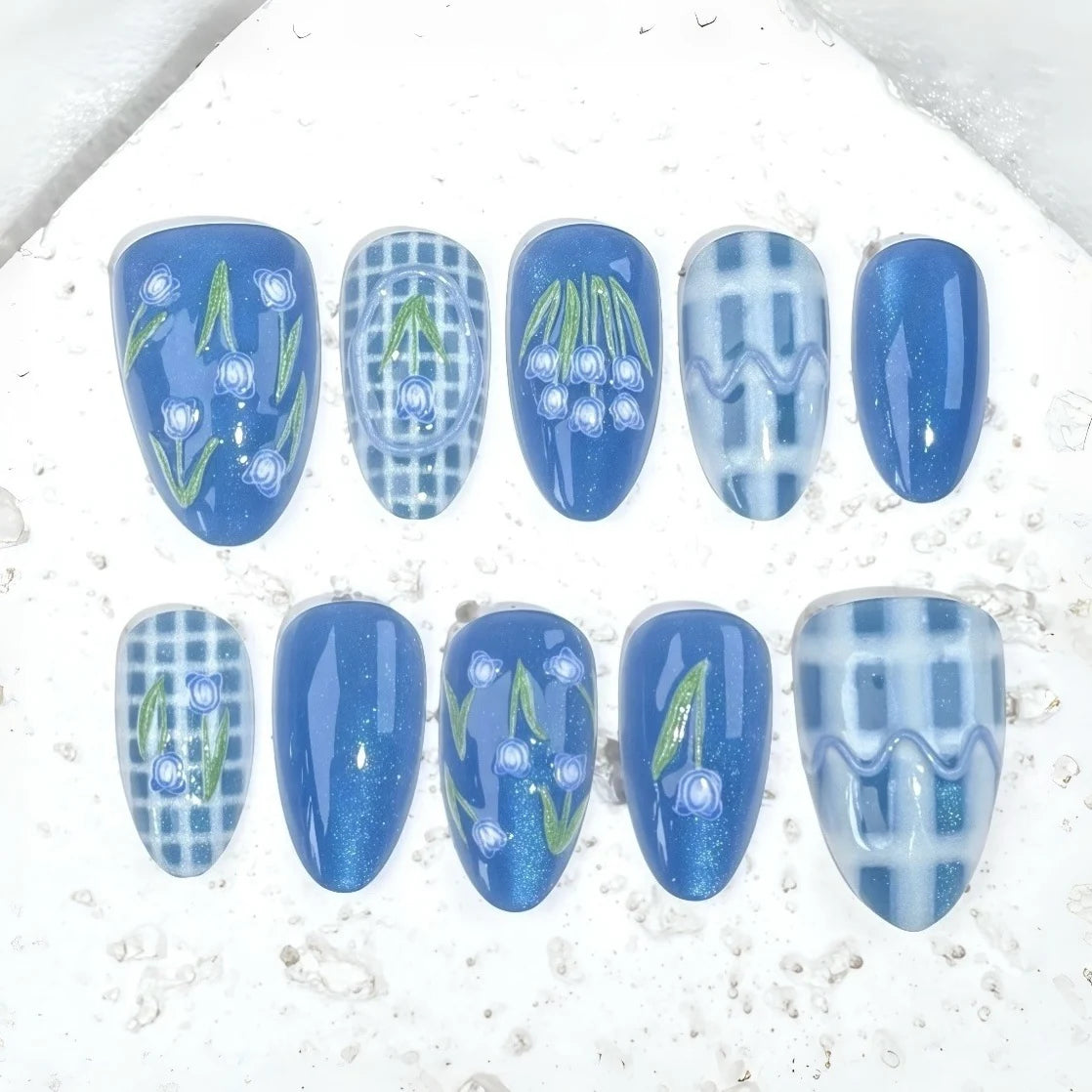 Press-On Nail Set 20-Piece Peel-And-Stick Artistic Designs