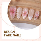 Press-On Nail Set 21-Piece Self-Adhesive Floral Jewel Accents
