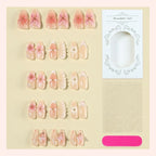 Press-On Nail Set 21-Piece Self-Adhesive Floral Jewel Accents