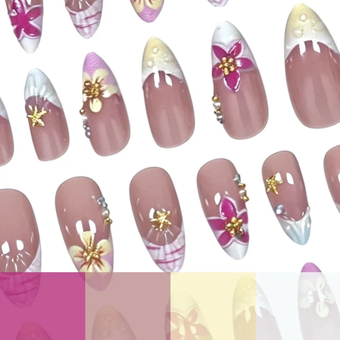 Press-On Nail Set 24-Piece Floral Design