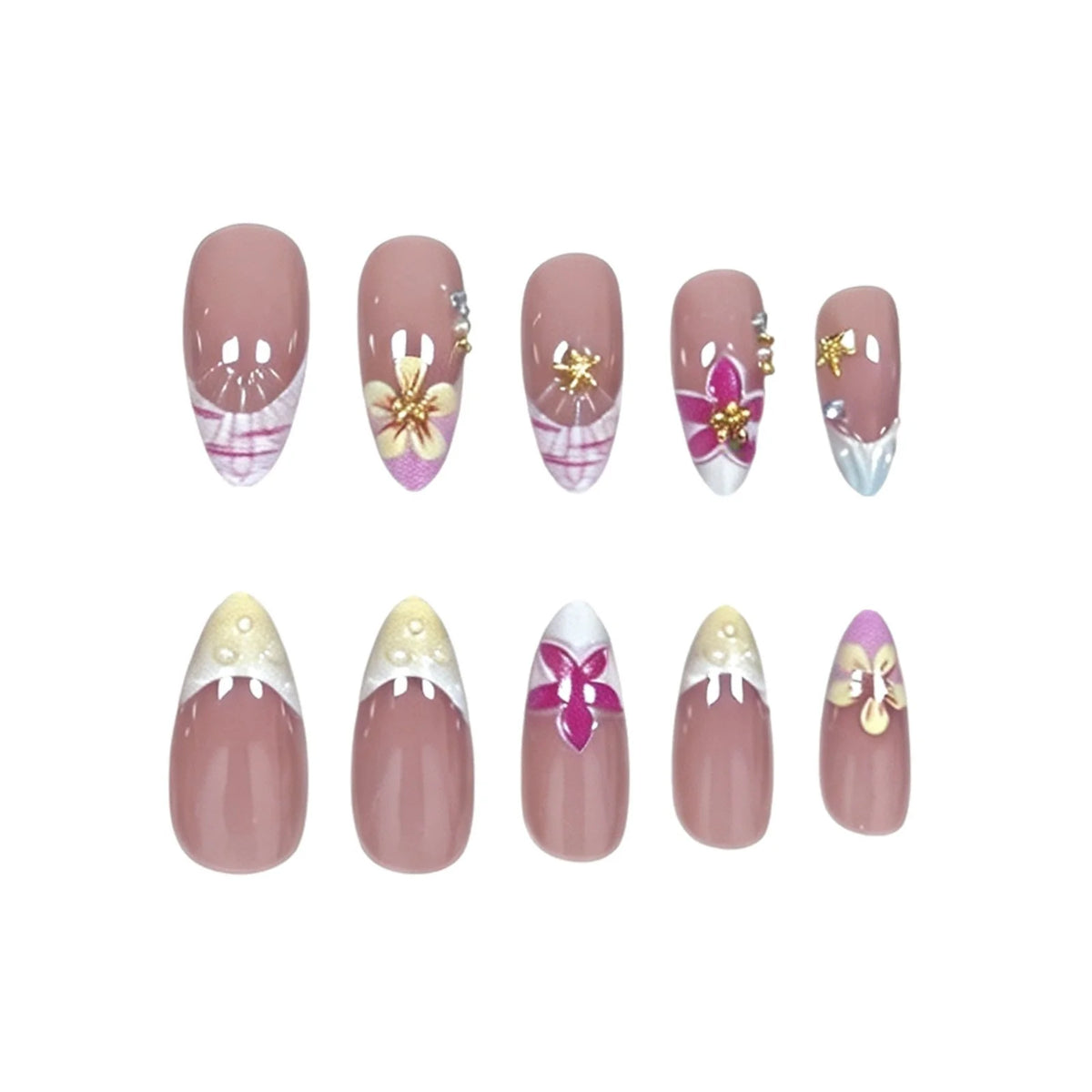 Press-On Nail Set 24-Piece Floral Design