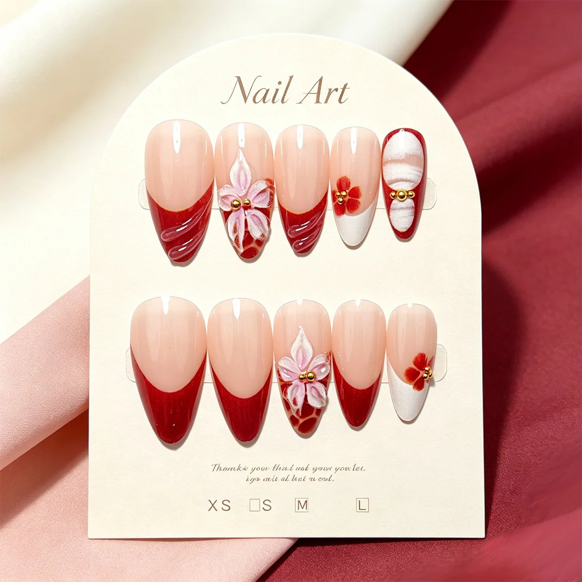 Press-On Nail Set 24 Piece Floral Designs