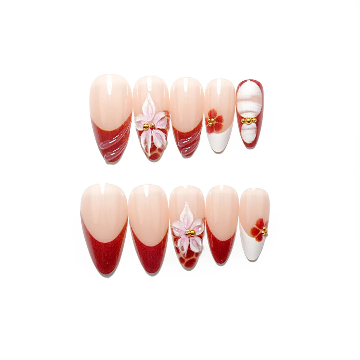 Press-On Nail Set 24 Piece Floral Designs