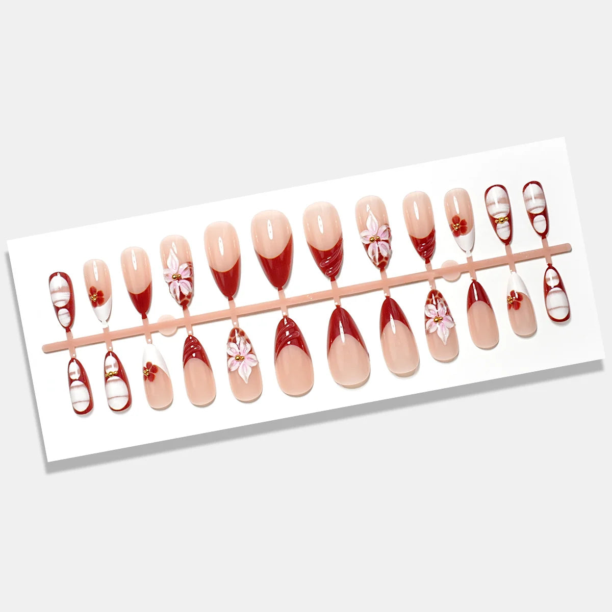 Press-On Nail Set 24 Piece Floral Designs