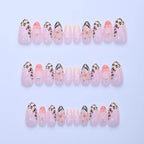 Press-On Nail Set 24-Piece Floral & Leopard Glue Included