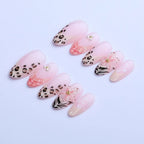 Press-On Nail Set 24-Piece Floral & Leopard Glue Included