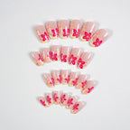 Press-On Nail Set 24 Piece Floral Reusable Salon Finish