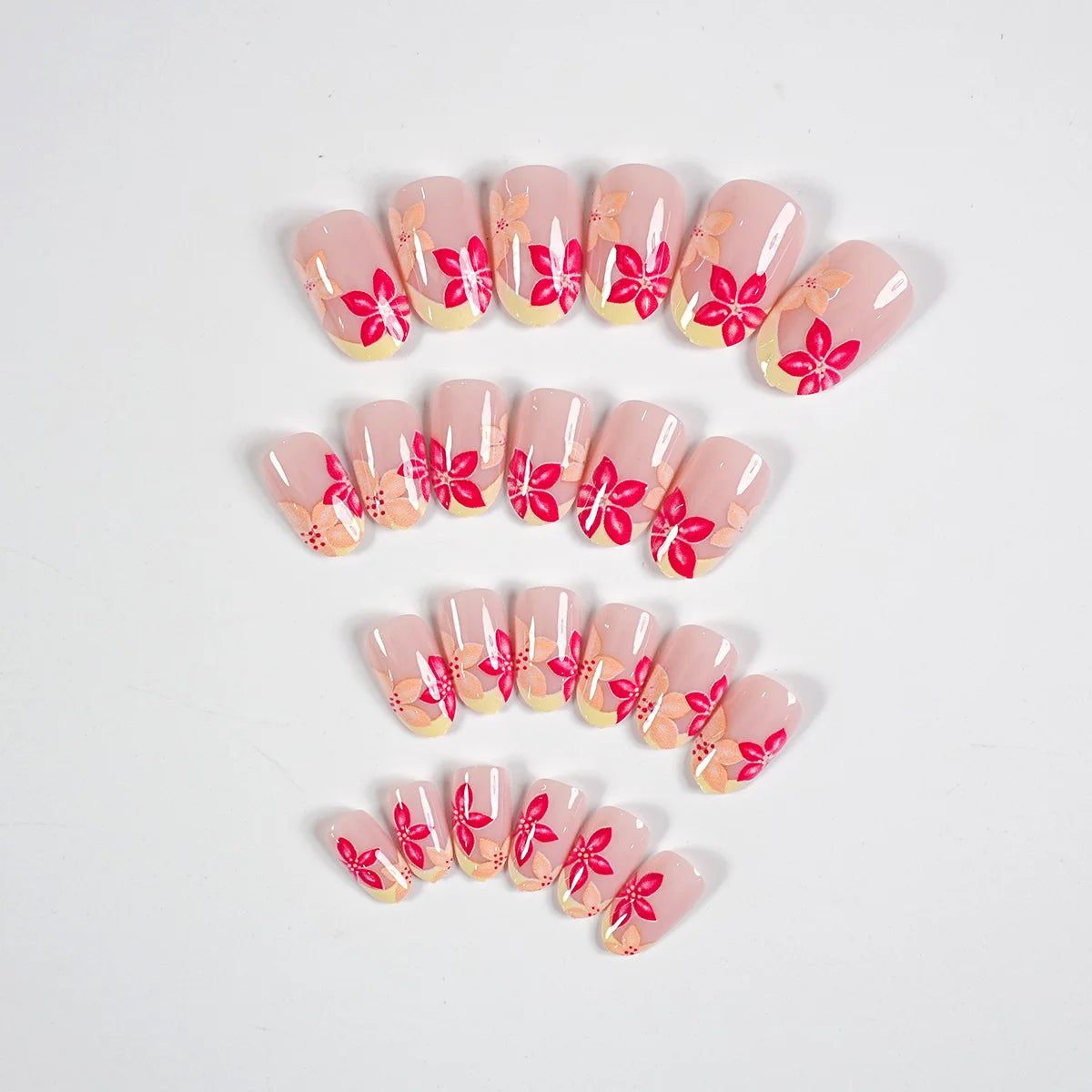 Press-On Nail Set 24 Piece Floral Reusable Salon Finish