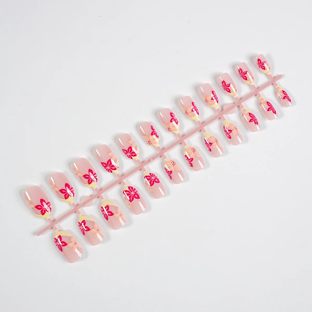 Press-On Nail Set 24 Piece Floral Reusable Salon Finish