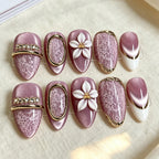 Press-On Nail Set 24-Piece Floral With Glue & File