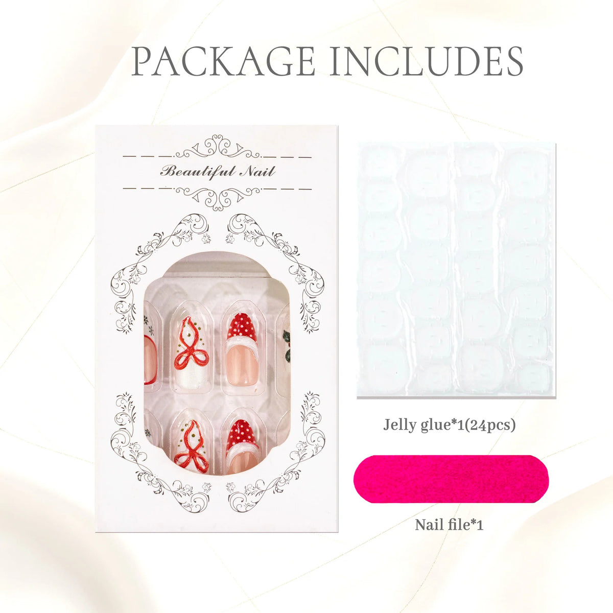 Press-On Nail Set 24-Piece Jelly Glue & File
