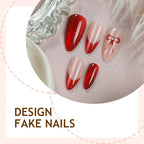 Press-On Nail Set 24 Piece Red Glitter Bow Motifs