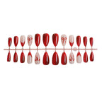 Press-On Nail Set 24 Piece Red Glitter Bow Motifs