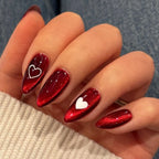 Press-On Nail Set 24 Piece Red Glitter Bow Motifs