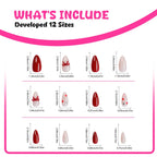 Press-On Nail Set 24-Piece Red & Nude Hearts