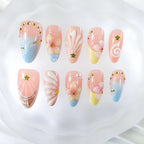 Press-On Nail Set 24-Piece Reusable Flower & Shell