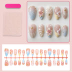 Press-On Nail Set 24-Piece Reusable Flower & Shell