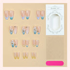 Press-On Nail Set 24-Piece Self-Adhesive Floral & Gradient