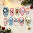 Press-On Nail Set 24-Piece Themed Designs Jelly Glue & File