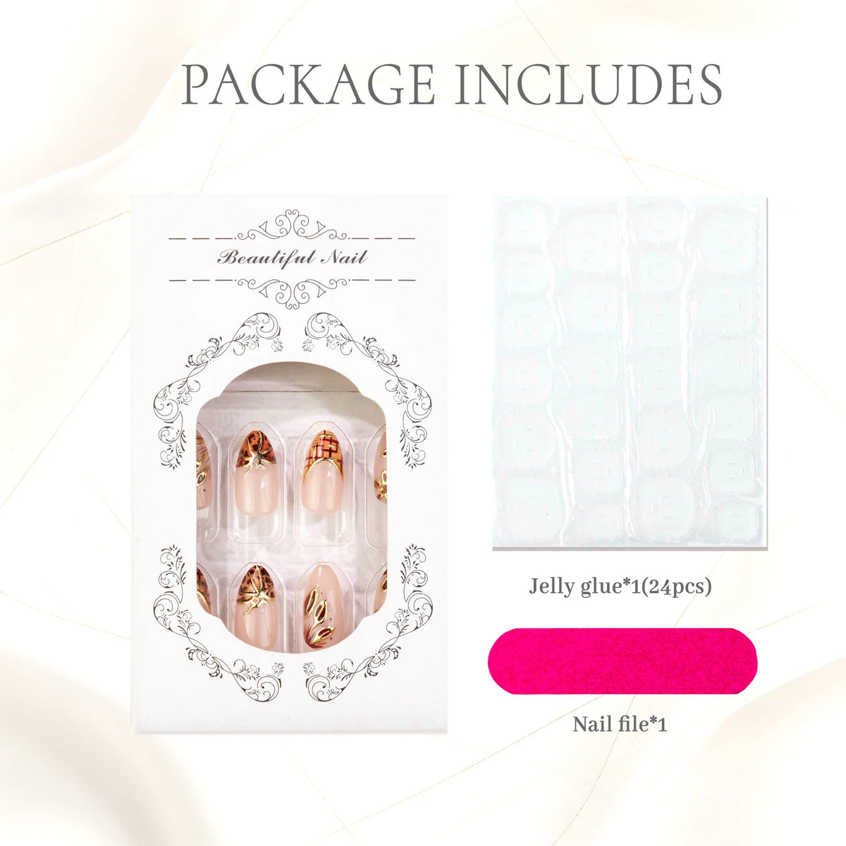 Press-On Nail Set 24-Piece With Jelly Glue & File