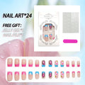 Press-On Nail Set 24 Pieces Floral & Butterfly