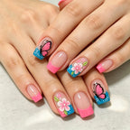 Press-On Nail Set 24 Pieces Floral & Butterfly
