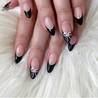 Press-On Nail Set 24 Pieces Peel-And-Stick Black Tip