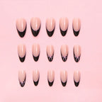 Press-On Nail Set 24 Pieces Peel-And-Stick Black Tip