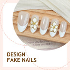 Press-On Nail Set 24 Sizes Floral Accents & Glitter