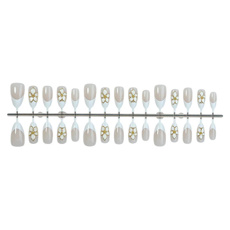 Press-On Nail Set 24 Sizes Floral Accents & Glitter