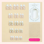 Press-On Nail Set 24 Sizes Floral Accents & Glitter