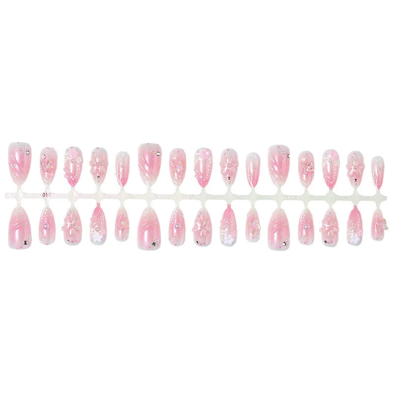 Press-On Nail Set 30-Piece Floral Adhesive & Tools