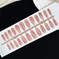 Press-On Nail Set 30-Piece Gold Bow Design Long-Lasting Adhesive