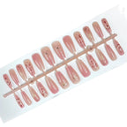 Press-On Nail Set 30-Piece Gold Bow Design Long-Lasting Adhesive