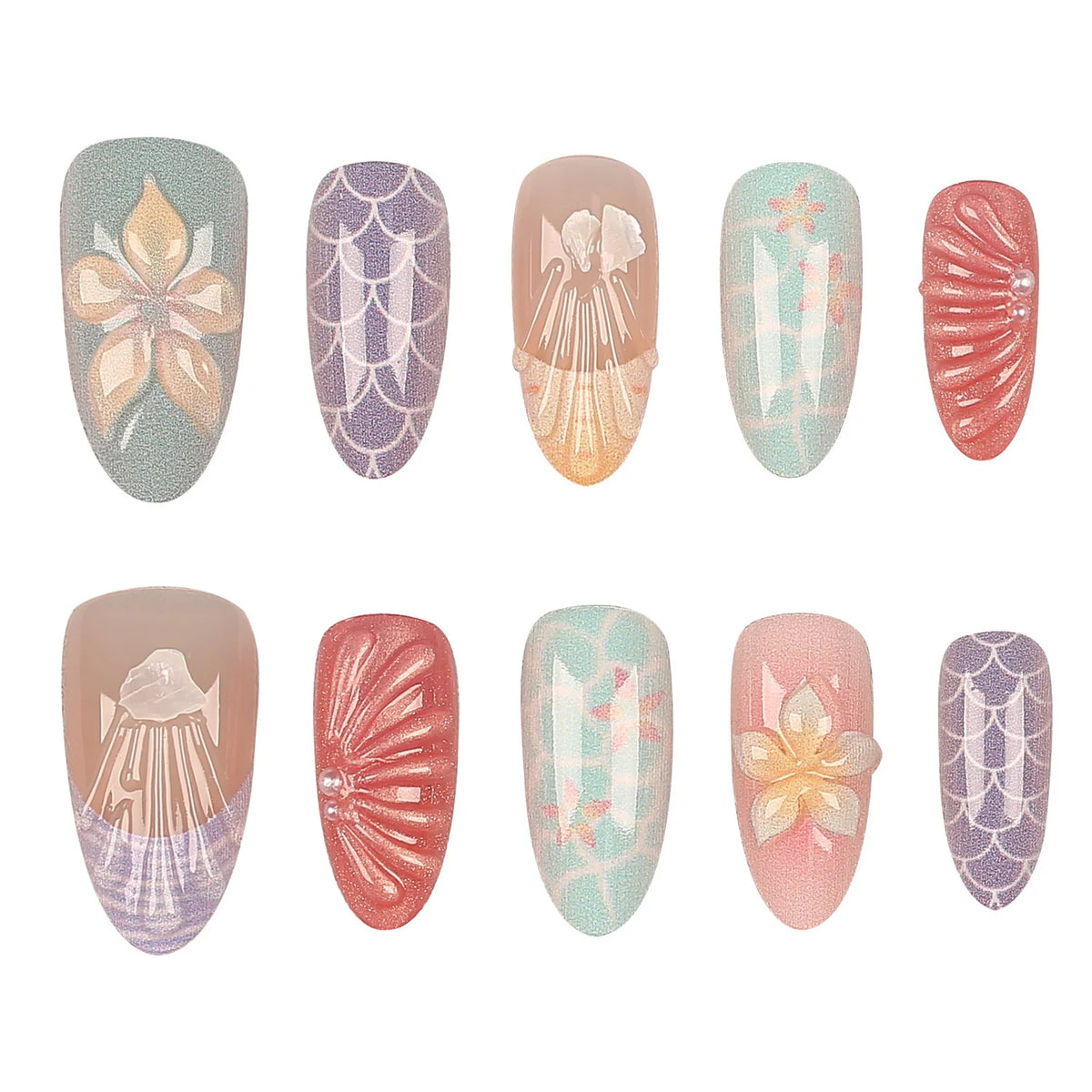Press-On Nail Set 30-Piece Self-Adhesive Artistic Designs