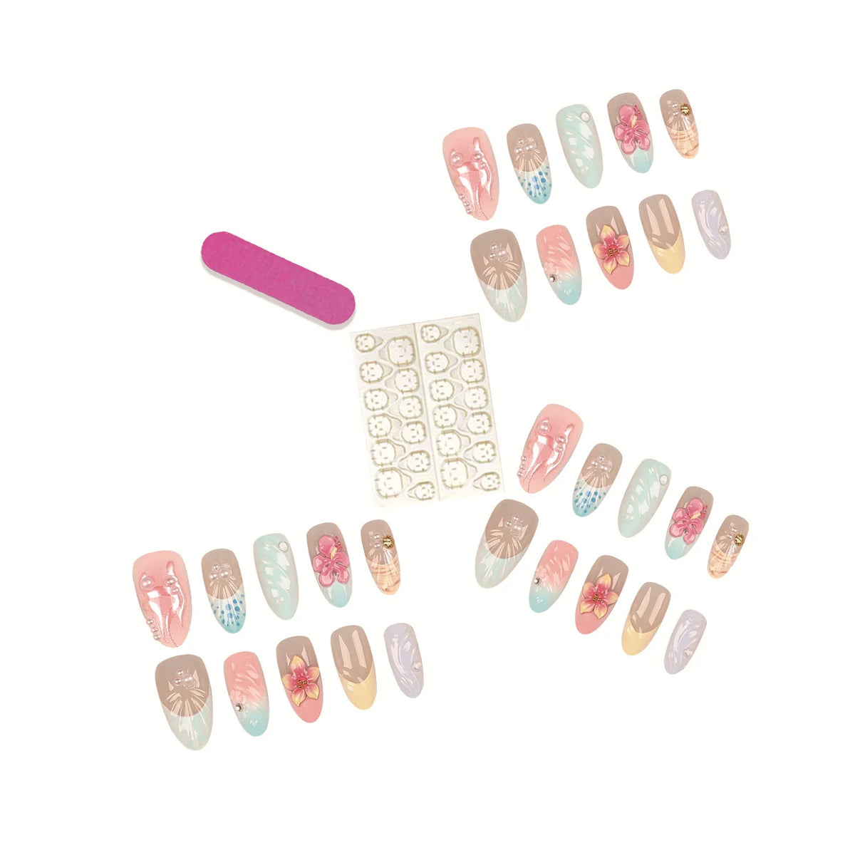 Press-On Nail Set 30 Pieces With Glue & File