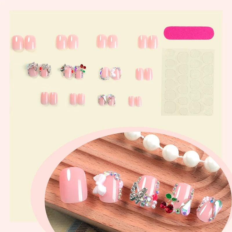 Press-On Nail Set 3D Crystal Multiple Sizes