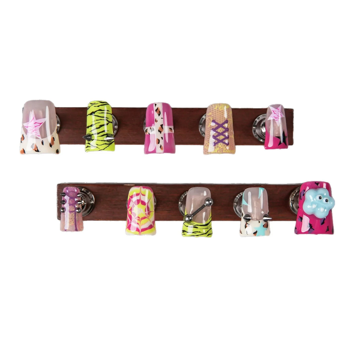 Press-On Nail Set 3D Designs Ready Adhesive