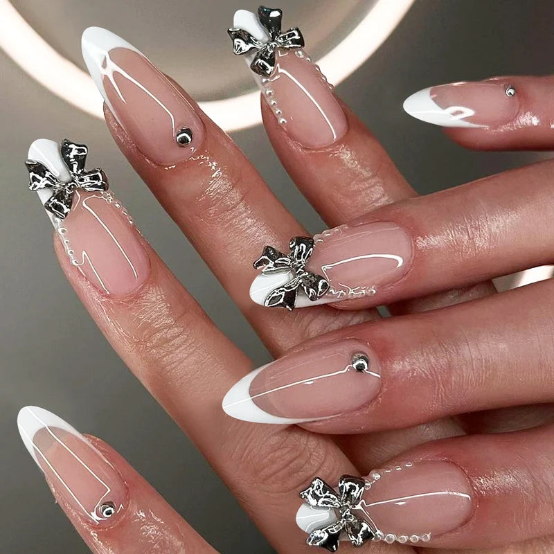 Press-On Nail Set 3D Embellished Adhesive & Multiple Sizes