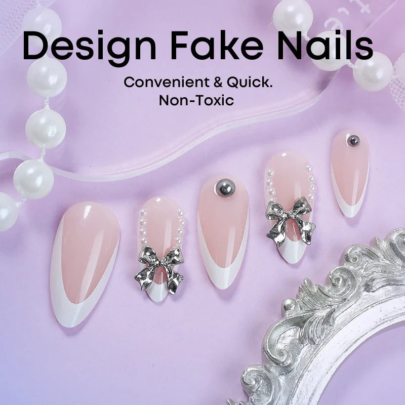 Press-On Nail Set 3D Embellished Adhesive & Multiple Sizes