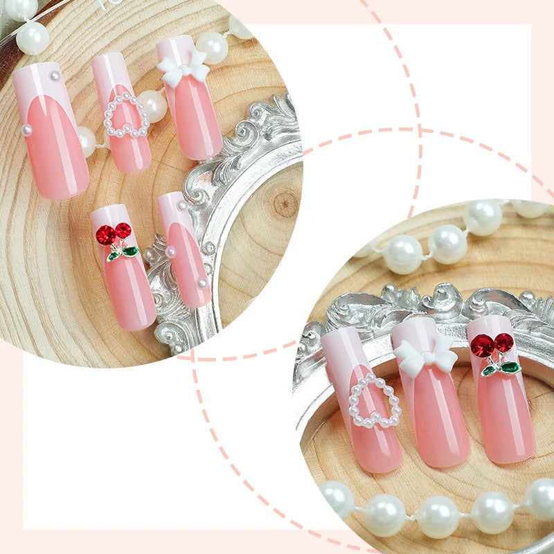 Press-On Nail Set 3D Embellished Easy Application & Reusable