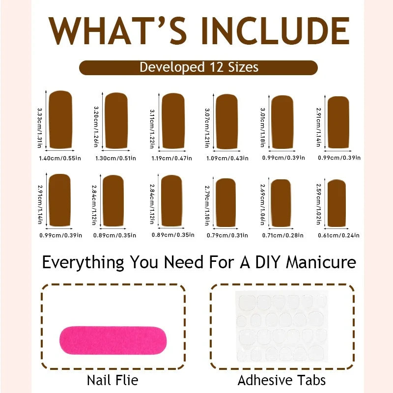 Press-On Nail Set 3D Embellished Easy Application & Reusable