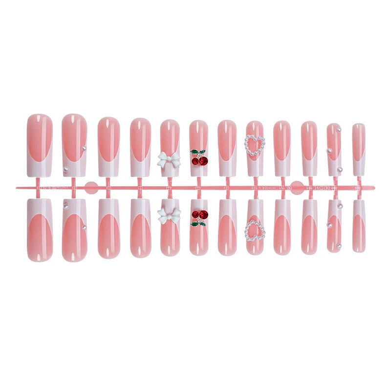 Press-On Nail Set 3D Embellished Easy Application & Reusable