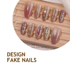 Press-On Nail Set 3D Embellished Glitter Long-Lasting