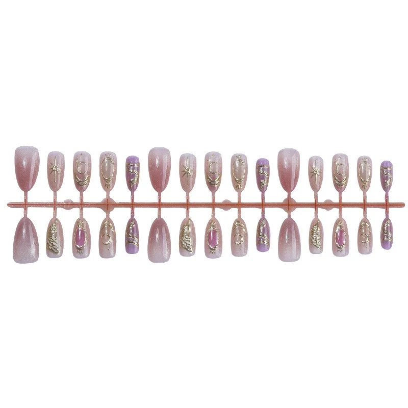 Press-On Nail Set 3D Embellished Glitter Long-Lasting