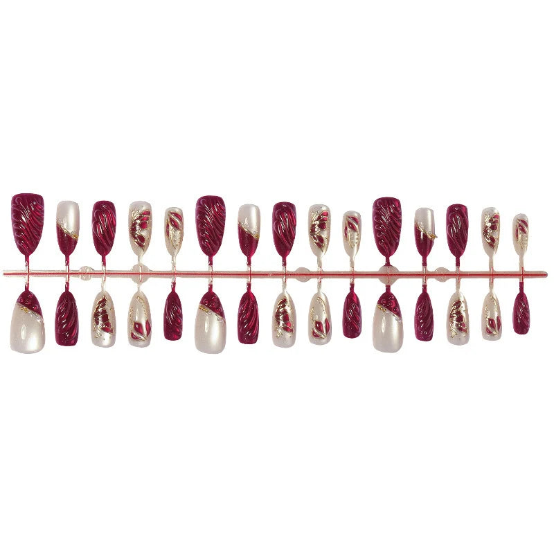 Press-On Nail Set 3D Embellished Long-Lasting Easy Application