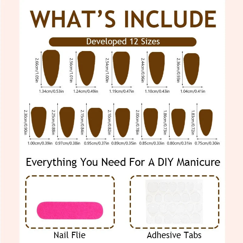 Press-On Nail Set 3D Embellished Self-Adhesive & Reusable