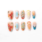 Press-On Nail Set 3D Embellished Strong Adhesive